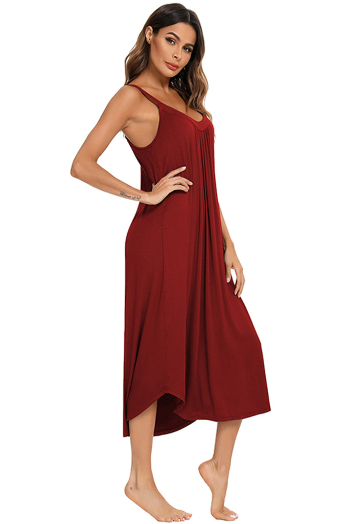 V-Neck Midi Lounge Dress-Timber Brooke Boutique, Online Women's Fashion Boutique in Amarillo, Texas