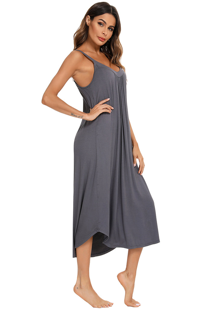 V-Neck Midi Lounge Dress-Timber Brooke Boutique, Online Women's Fashion Boutique in Amarillo, Texas