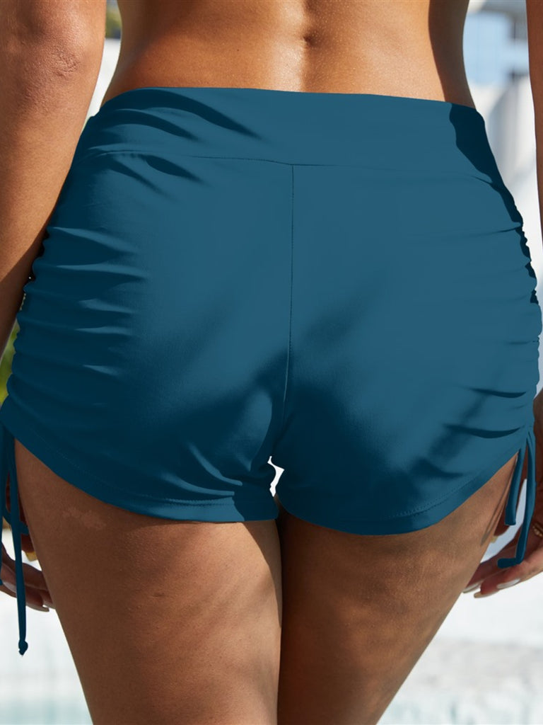 Drawstring Mid-Rise Waist Swim Shorts-Timber Brooke Boutique, Online Women's Fashion Boutique in Amarillo, Texas