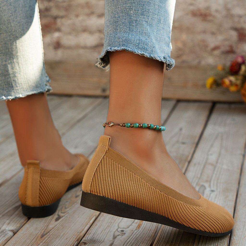 Round Toe Knit Ballet Flats-Timber Brooke Boutique, Online Women's Fashion Boutique in Amarillo, Texas