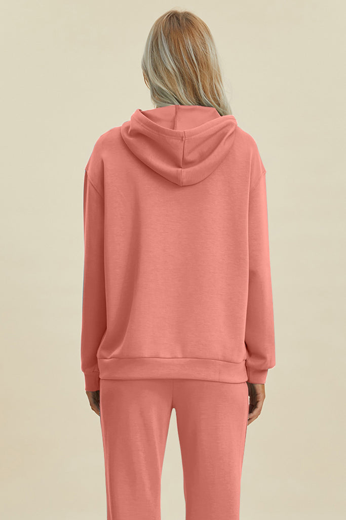 Basic Bae Full Size Air Scuba Drawstring Long Sleeve Hoodie with Kangaroo Pocket-Timber Brooke Boutique, Online Women's Fashion Boutique in Amarillo, Texas