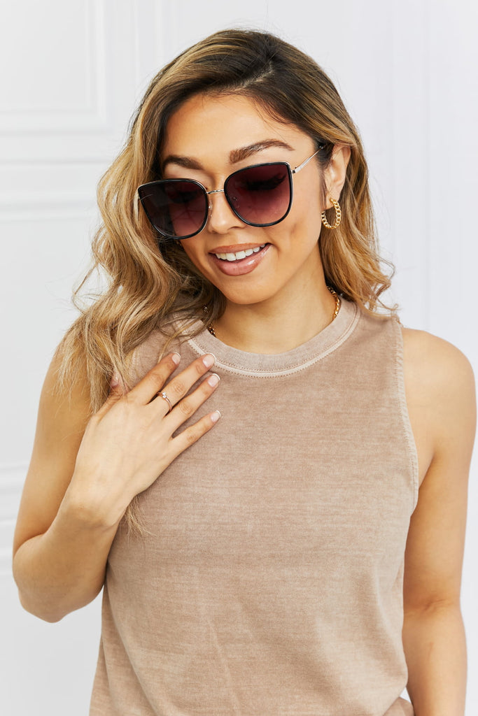 Full Rim Metal-Plastic Hybrid Frame Sunglasses-Timber Brooke Boutique, Online Women's Fashion Boutique in Amarillo, Texas
