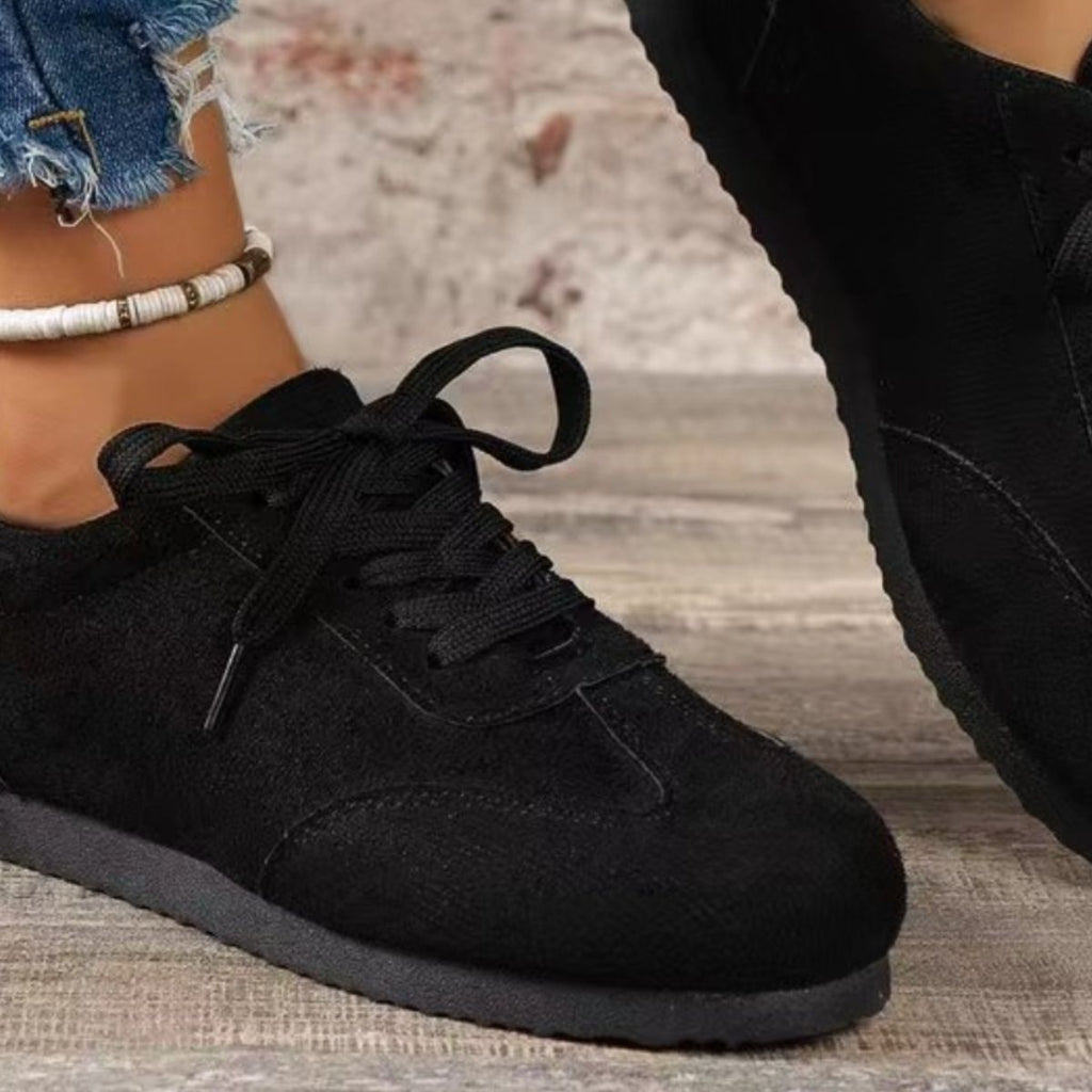 Suede Lace-Up Flat Sneakers-Timber Brooke Boutique, Online Women's Fashion Boutique in Amarillo, Texas