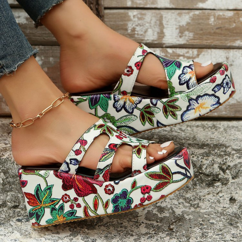 Cutout Floral Peep Toe Sandals-Timber Brooke Boutique, Online Women's Fashion Boutique in Amarillo, Texas