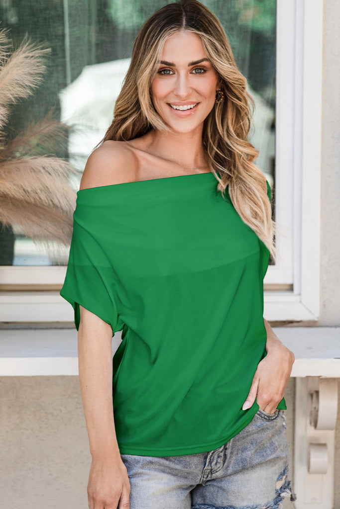 Cowl Neck Short Sleeve T-Shirt-Timber Brooke Boutique, Online Women's Fashion Boutique in Amarillo, Texas