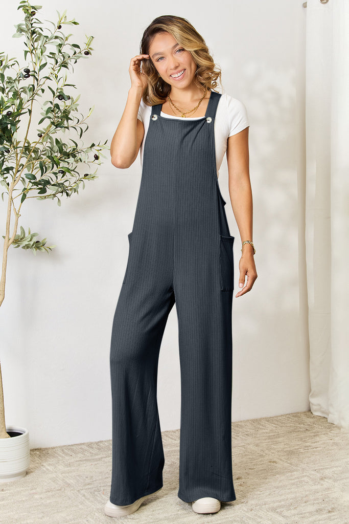 Double Take Full Size Wide Strap Overall with Pockets-Timber Brooke Boutique, Online Women's Fashion Boutique in Amarillo, Texas