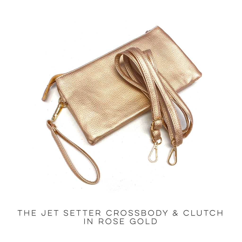 The Jet Setter Crossbody & Clutch in Rose Gold-JR Wholesale-Timber Brooke Boutique, Online Women's Fashion Boutique in Amarillo, Texas