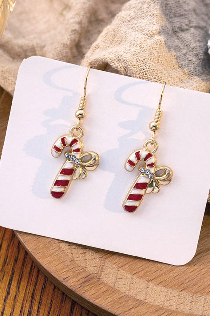 Candy Cane Metal Dangle Earrings-Timber Brooke Boutique, Online Women's Fashion Boutique in Amarillo, Texas