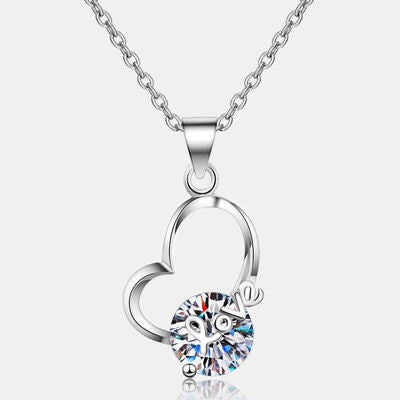 2 Carat Moissanite Heart 925 Sterling Silver Necklace-Timber Brooke Boutique, Online Women's Fashion Boutique in Amarillo, Texas