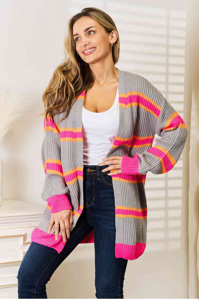 Woven Right Ribbed Long Sleeve Cardigan-Timber Brooke Boutique, Online Women's Fashion Boutique in Amarillo, Texas