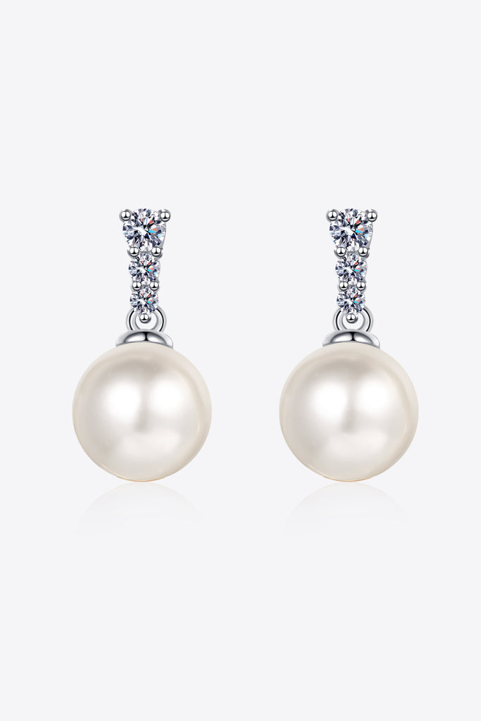 Moissanite Pearl Drop Earrings-Timber Brooke Boutique, Online Women's Fashion Boutique in Amarillo, Texas