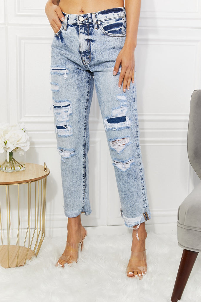 Kancan Kendra High Rise Distressed Straight Jeans-Timber Brooke Boutique, Online Women's Fashion Boutique in Amarillo, Texas