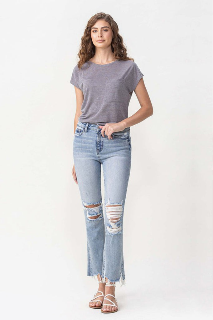 Vervet by Flying Monkey Wren Full Size High Rise Crop Flare Jeans-Timber Brooke Boutique, Online Women's Fashion Boutique in Amarillo, Texas