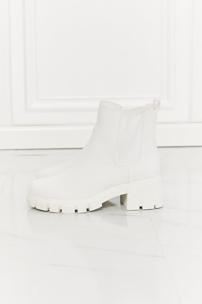 MMShoes Work For It Matte Lug Sole Chelsea Boots in White-Timber Brooke Boutique, Online Women's Fashion Boutique in Amarillo, Texas