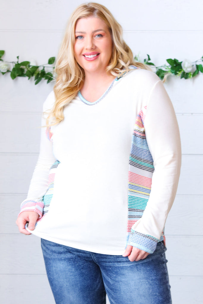Oatmeal Princess Multicolor Fancy Terry Hoodie-Pullovers and Hoodies-Timber Brooke Boutique, Online Women's Fashion Boutique in Amarillo, Texas