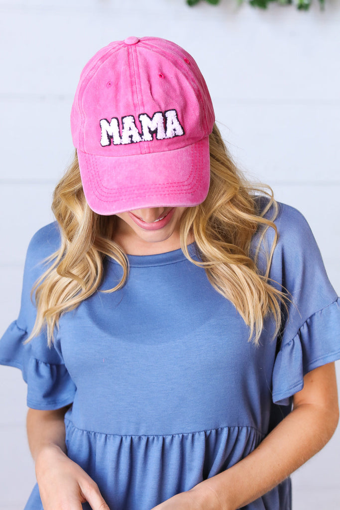 French Rose Cotton "MAMA" Adjustable Baseball Cap-accessor-Timber Brooke Boutique, Online Women's Fashion Boutique in Amarillo, Texas
