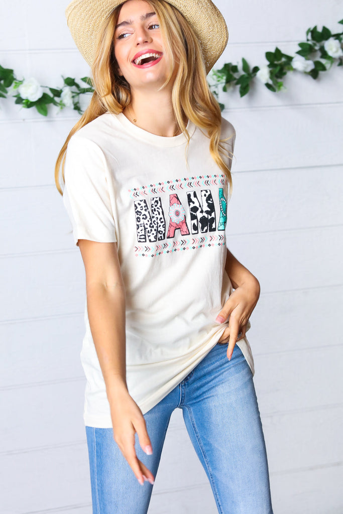 White Boat Neck MAMA Graphic Knit Tee-Graphic Tees-Timber Brooke Boutique, Online Women's Fashion Boutique in Amarillo, Texas