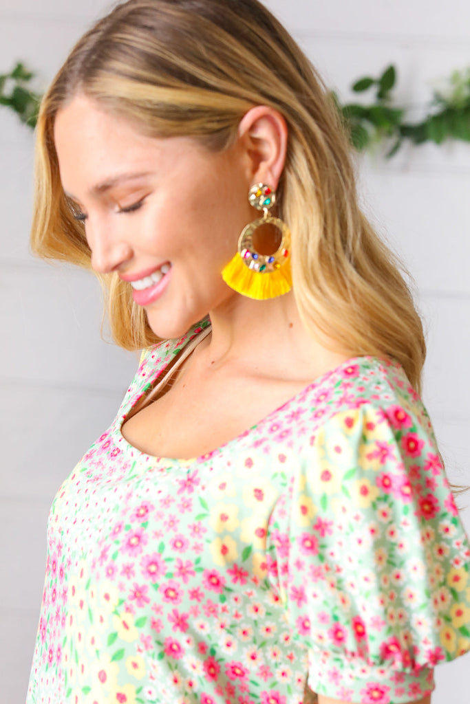 Canary Boho Rhinestone Tassel Gold Drop Earrings-Jewelry-Timber Brooke Boutique, Online Women's Fashion Boutique in Amarillo, Texas