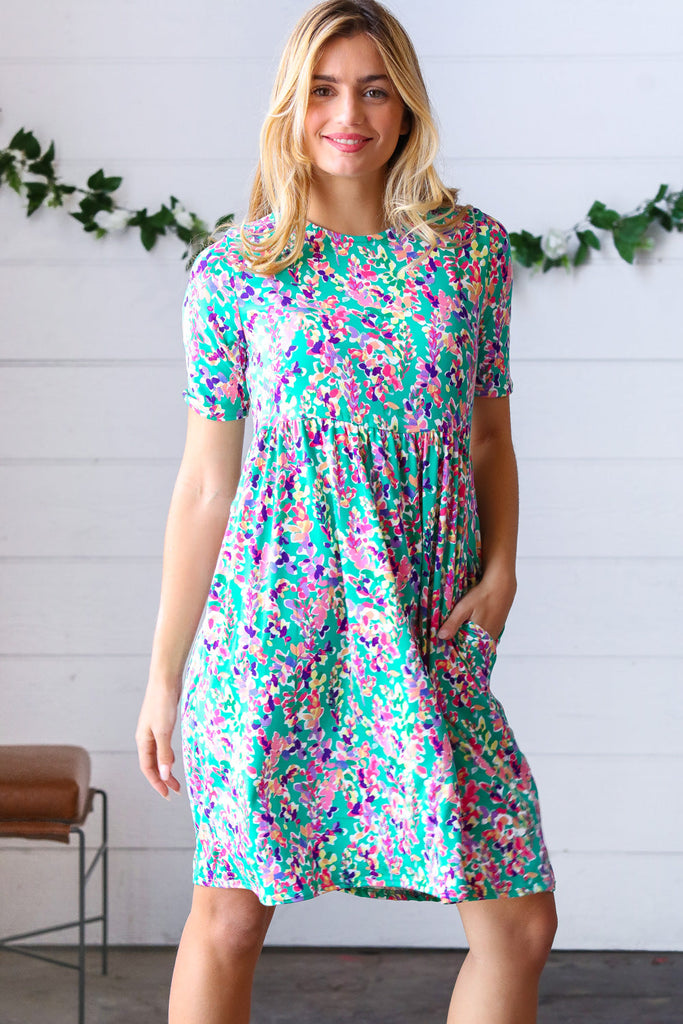 Mint Green Fit & Flare Floral Midi Dress-Timber Brooke Boutique, Online Women's Fashion Boutique in Amarillo, Texas