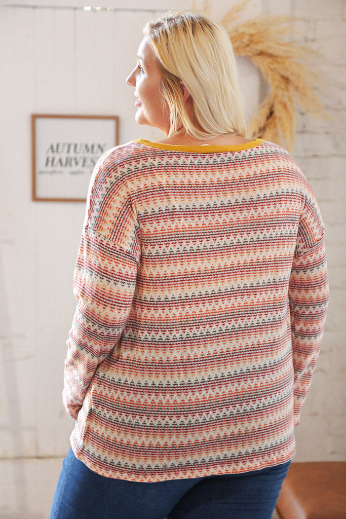 Multicolor Zig Zag Textured Loose Knit Sweater-Timber Brooke Boutique, Online Women's Fashion Boutique in Amarillo, Texas
