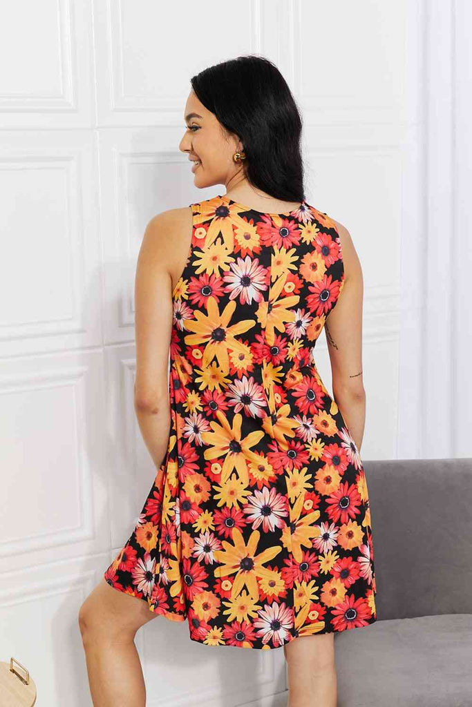 Yelete Full Size Floral Sleeveless Dress with Pockets-Timber Brooke Boutique, Online Women's Fashion Boutique in Amarillo, Texas