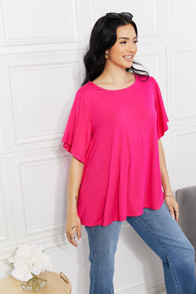 Yelete Full Size More Than Words Flutter Sleeve Top-Timber Brooke Boutique, Online Women's Fashion Boutique in Amarillo, Texas