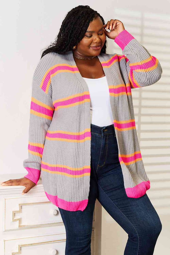 Woven Right Ribbed Long Sleeve Cardigan-Timber Brooke Boutique, Online Women's Fashion Boutique in Amarillo, Texas