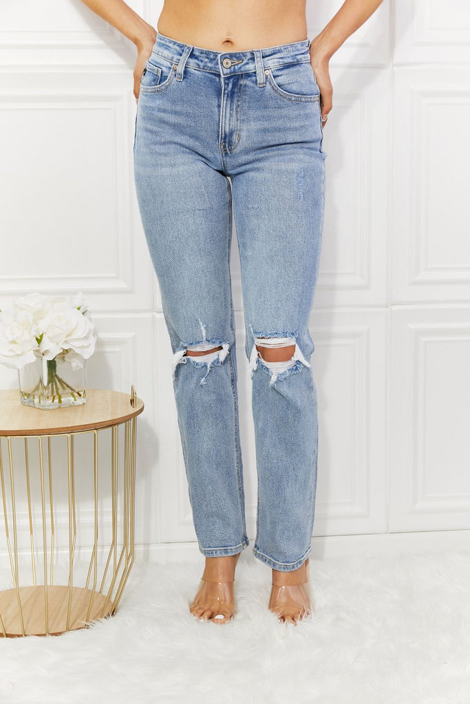 Kancan Abby High Rise Slim Straight Jeans-Timber Brooke Boutique, Online Women's Fashion Boutique in Amarillo, Texas