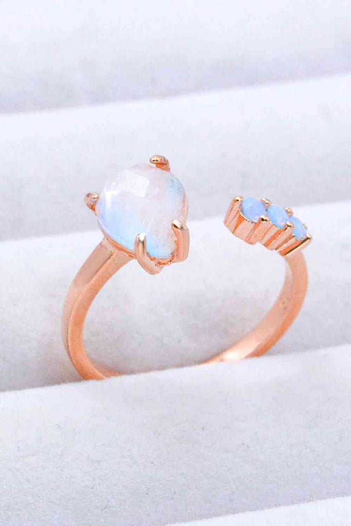 18K Rose Gold-Plated Moonstone Open Ring-Timber Brooke Boutique, Online Women's Fashion Boutique in Amarillo, Texas