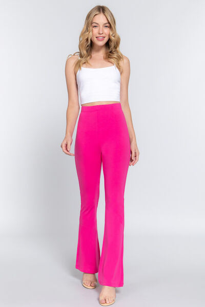 ACTIVE BASIC Waist Elastic Slim Flare Yoga Pants-Timber Brooke Boutique, Online Women's Fashion Boutique in Amarillo, Texas