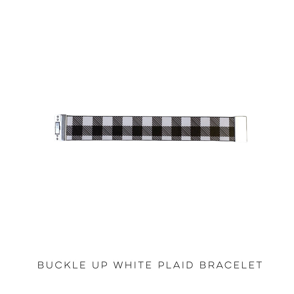 Buckle-Up White Plaid Bracelet-Julia Rose-Timber Brooke Boutique, Online Women's Fashion Boutique in Amarillo, Texas