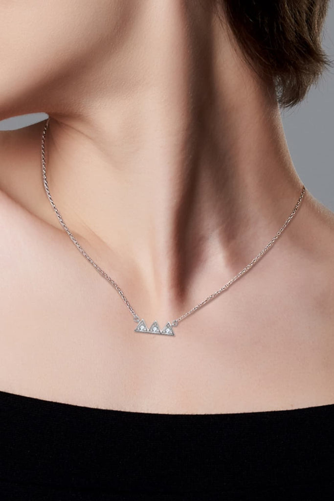 Moissanite Triangle Platinum-Plated Necklace-Timber Brooke Boutique, Online Women's Fashion Boutique in Amarillo, Texas