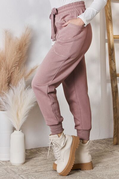 RISEN Drawstring Pocketed Joggers-Timber Brooke Boutique, Online Women's Fashion Boutique in Amarillo, Texas