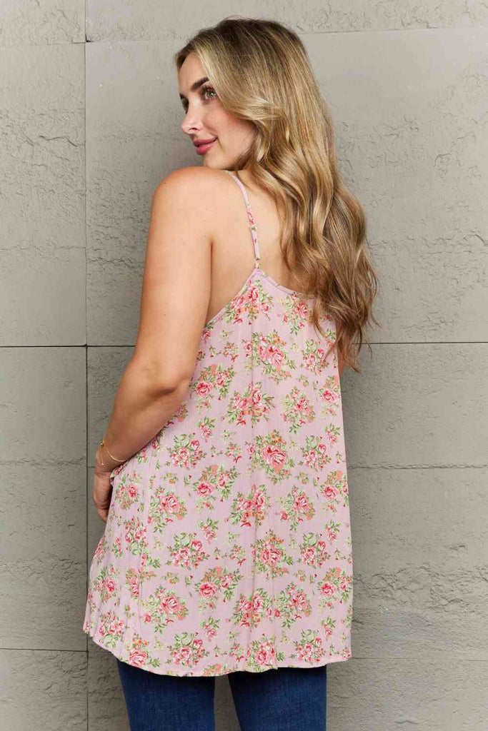 Ninexis Hang Loose Tulip Hem Cami Top in Mauve Floral-Timber Brooke Boutique, Online Women's Fashion Boutique in Amarillo, Texas