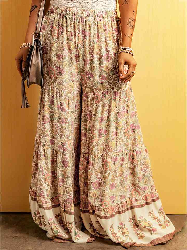 Floral Tiered Wide Leg Pants-Timber Brooke Boutique, Online Women's Fashion Boutique in Amarillo, Texas