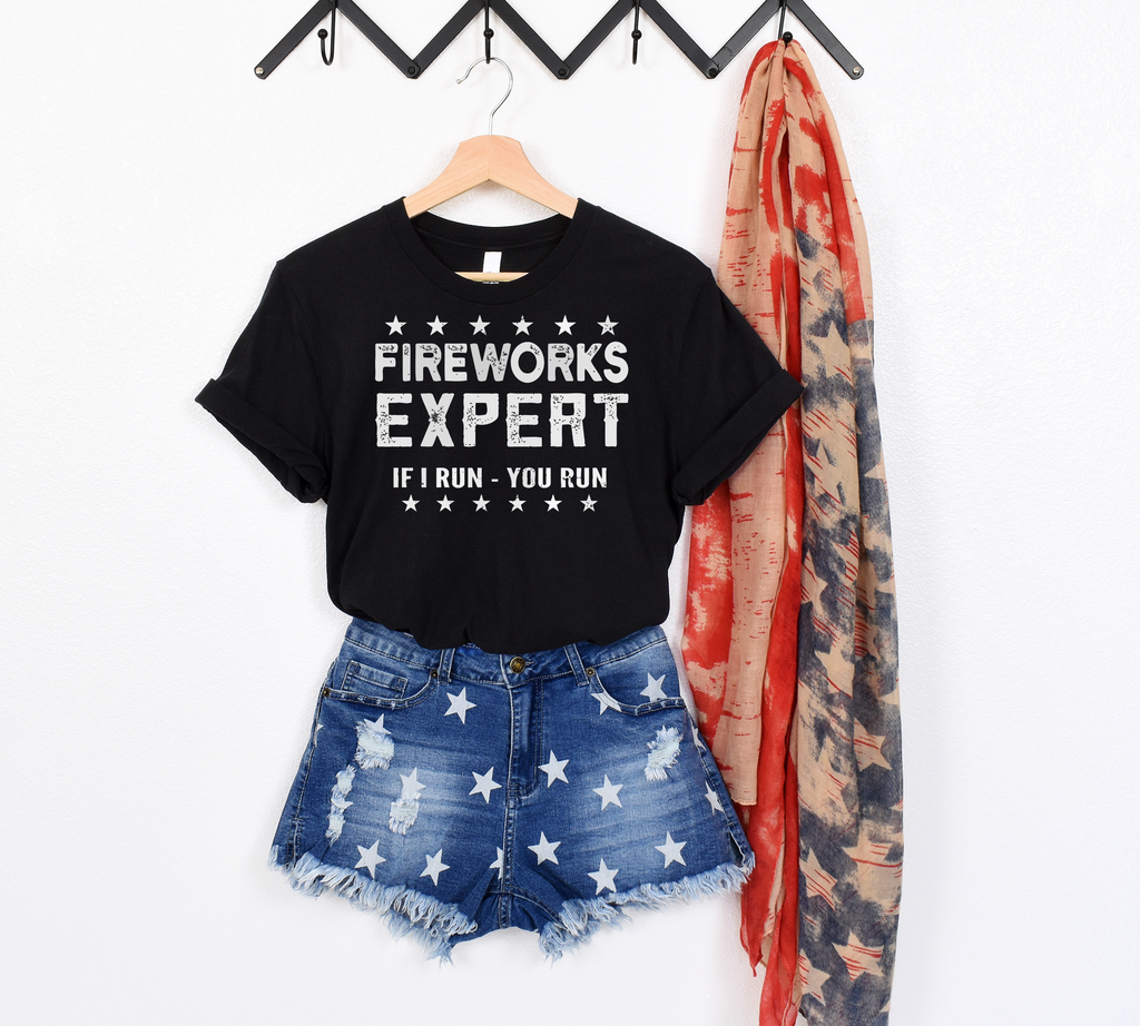 PREORDER: Fireworks Expert Graphic Tee-Womens-Timber Brooke Boutique, Online Women's Fashion Boutique in Amarillo, Texas