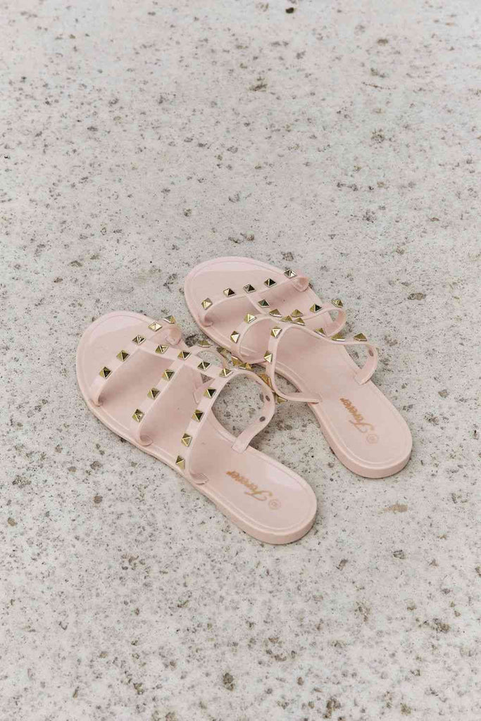 Forever Link Studded Cage Strap Slide Jelly Sandal-Timber Brooke Boutique, Online Women's Fashion Boutique in Amarillo, Texas