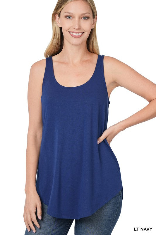 SLEEVELESS ROUND NECK ROUND HEM TOP-Timber Brooke Boutique, Online Women's Fashion Boutique in Amarillo, Texas