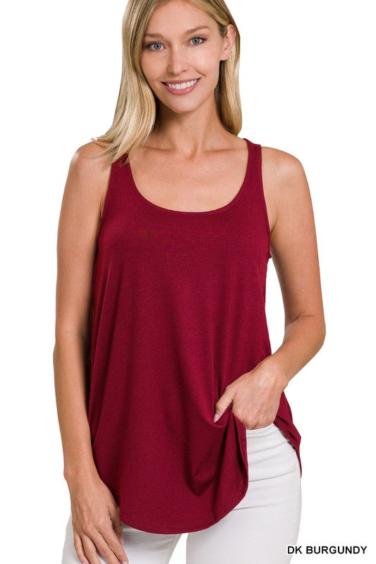 SLEEVELESS ROUND NECK ROUND HEM TOP-Timber Brooke Boutique, Online Women's Fashion Boutique in Amarillo, Texas