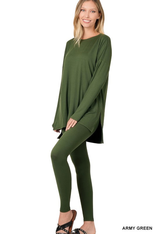 BRUSHED DTY MICROFIBER LOUNGEWEAR SET-Timber Brooke Boutique, Online Women's Fashion Boutique in Amarillo, Texas