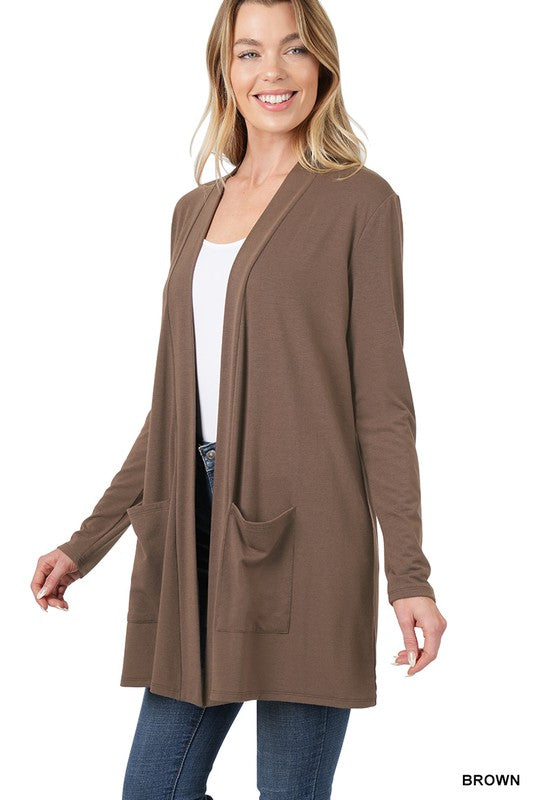 SLOUCHY POCKET OPEN CARDIGAN-Timber Brooke Boutique, Online Women's Fashion Boutique in Amarillo, Texas