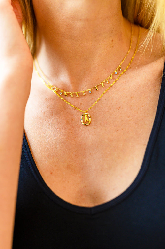Mi Amor Gold Dipped Initial Necklace-Womens-Timber Brooke Boutique, Online Women's Fashion Boutique in Amarillo, Texas