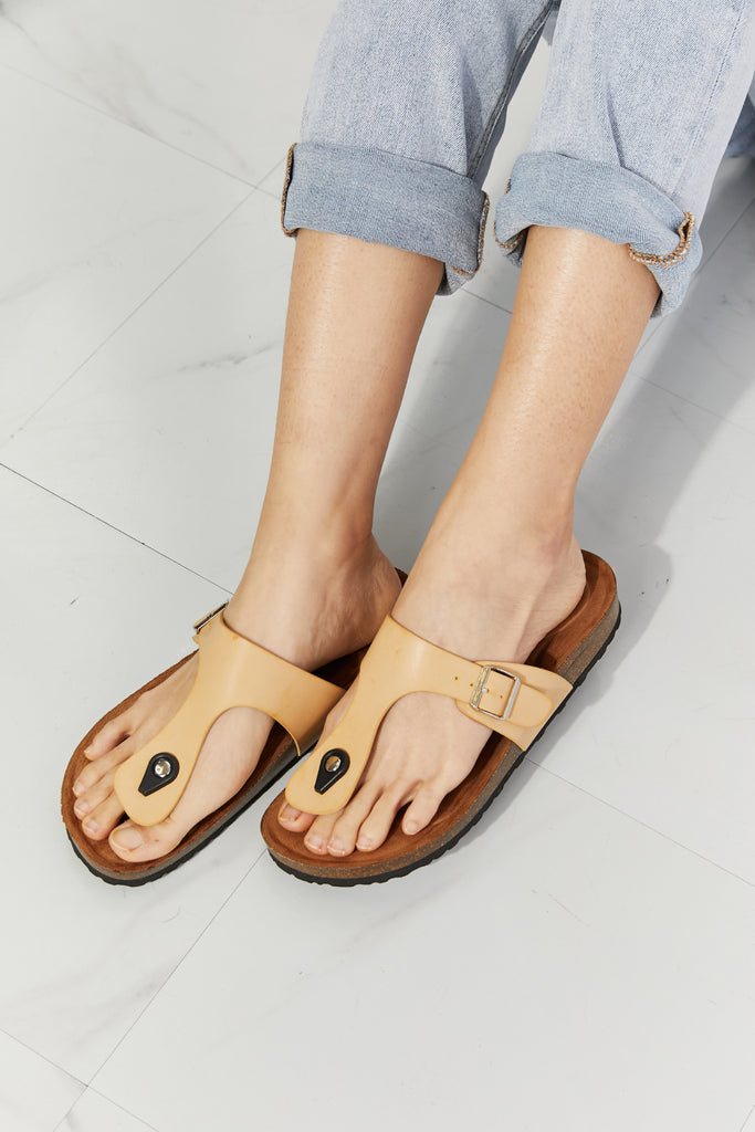 MMShoes Drift Away T-Strap Flip-Flop in Sand-Timber Brooke Boutique, Online Women's Fashion Boutique in Amarillo, Texas