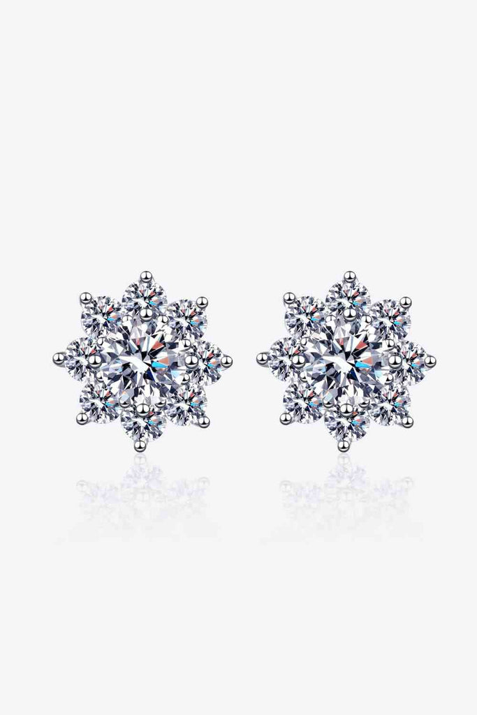 1 Carat Moissanite 925 Sterling Silver Flower Earrings-Timber Brooke Boutique, Online Women's Fashion Boutique in Amarillo, Texas