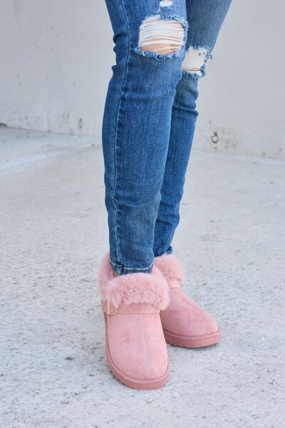 Forever Link Furry Chunky Thermal Ankle Boots-Timber Brooke Boutique, Online Women's Fashion Boutique in Amarillo, Texas