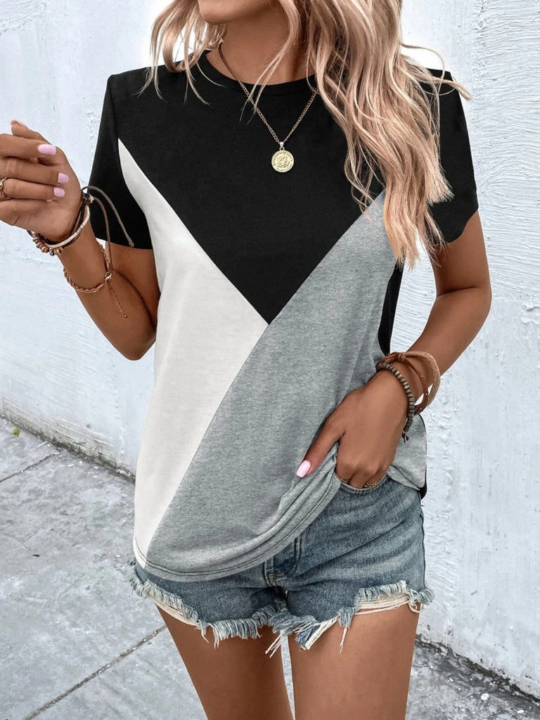 Color Block T-Shirt-Timber Brooke Boutique, Online Women's Fashion Boutique in Amarillo, Texas