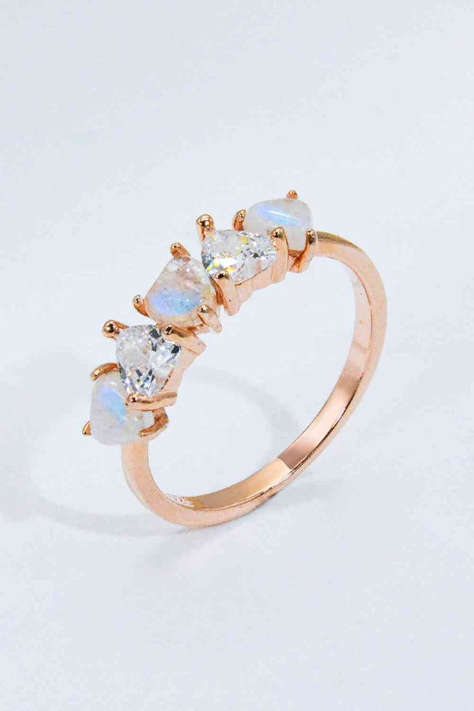 Moonstone and Zircon Heart Ring-Timber Brooke Boutique, Online Women's Fashion Boutique in Amarillo, Texas