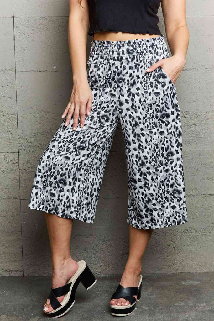 Ninexis Leopard High Waist Flowy Wide Leg Pants with Pockets-Timber Brooke Boutique, Online Women's Fashion Boutique in Amarillo, Texas