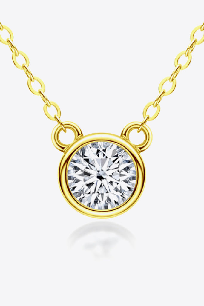 925 Sterling Silver 1 Carat Moissanite Round Pendant Necklace-Timber Brooke Boutique, Online Women's Fashion Boutique in Amarillo, Texas