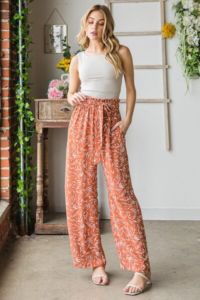 Heimish Full Size Printed Tied Straight Casual Pants-Timber Brooke Boutique, Online Women's Fashion Boutique in Amarillo, Texas